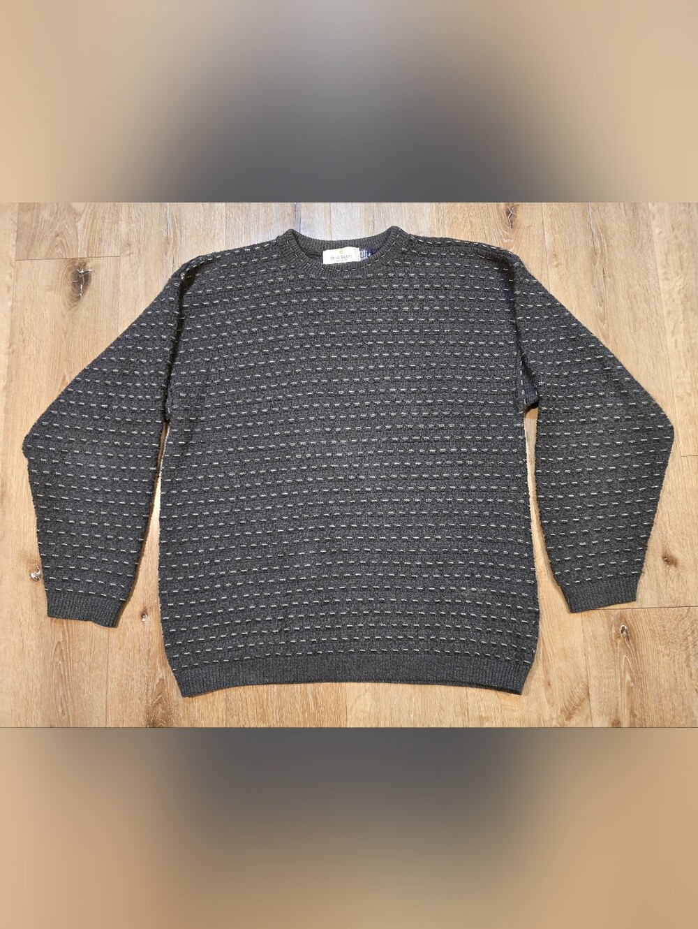 Vintage 90s Bill Blass Textured Knit Grandpa Sweater L Made in USA